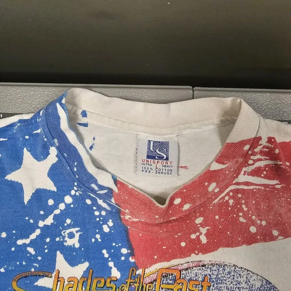 Vintage Classic Car American Flag AOP Tshirt Large 90s Singlestitch Grunge USA